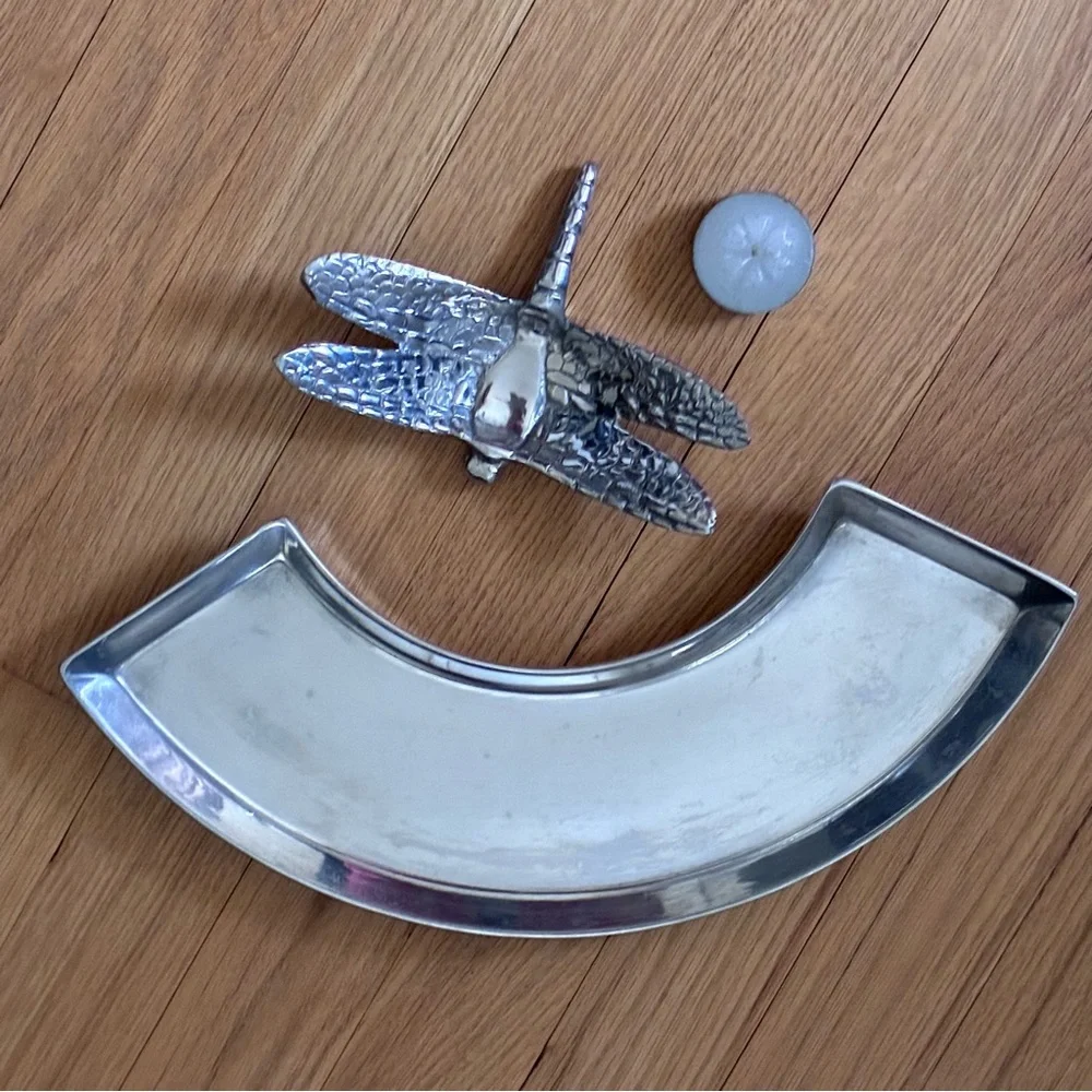 Vintage 90s aluminum candle/trinket tray and tea light holder